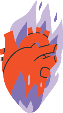 Cat's heart on fire icon.