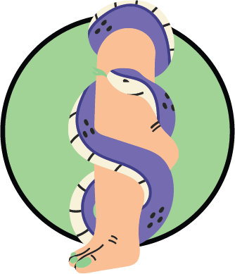 Streamline your systems service icon, with a snake wrapped around a foot.