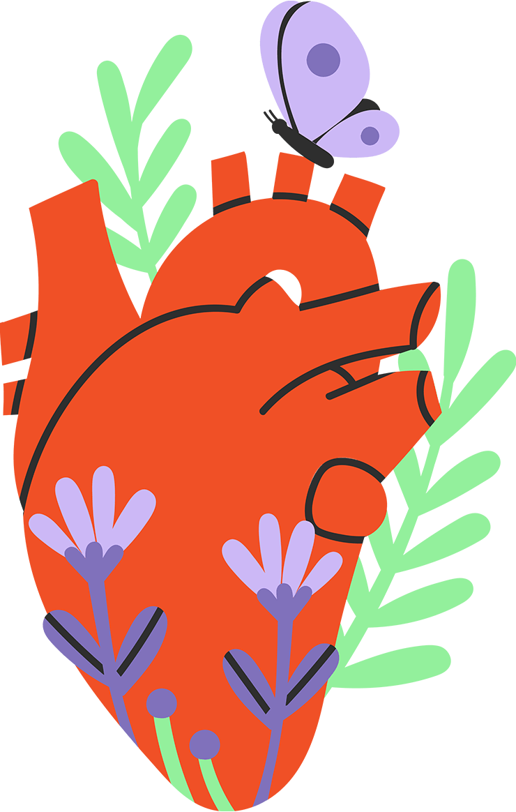 Heart icon with butterflies.